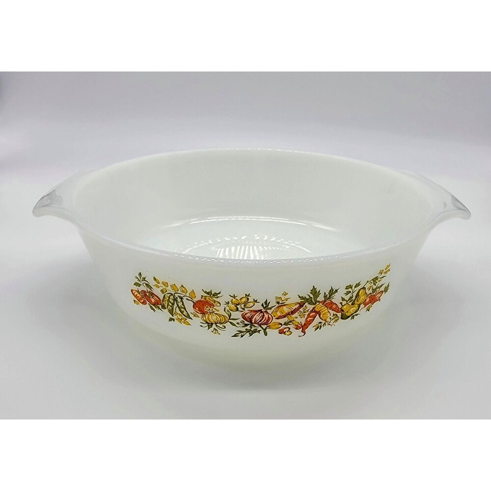 Vintage Anchor Hocking 1.5 QT Casserole Dish #437 Harvest Vegetable NO LID